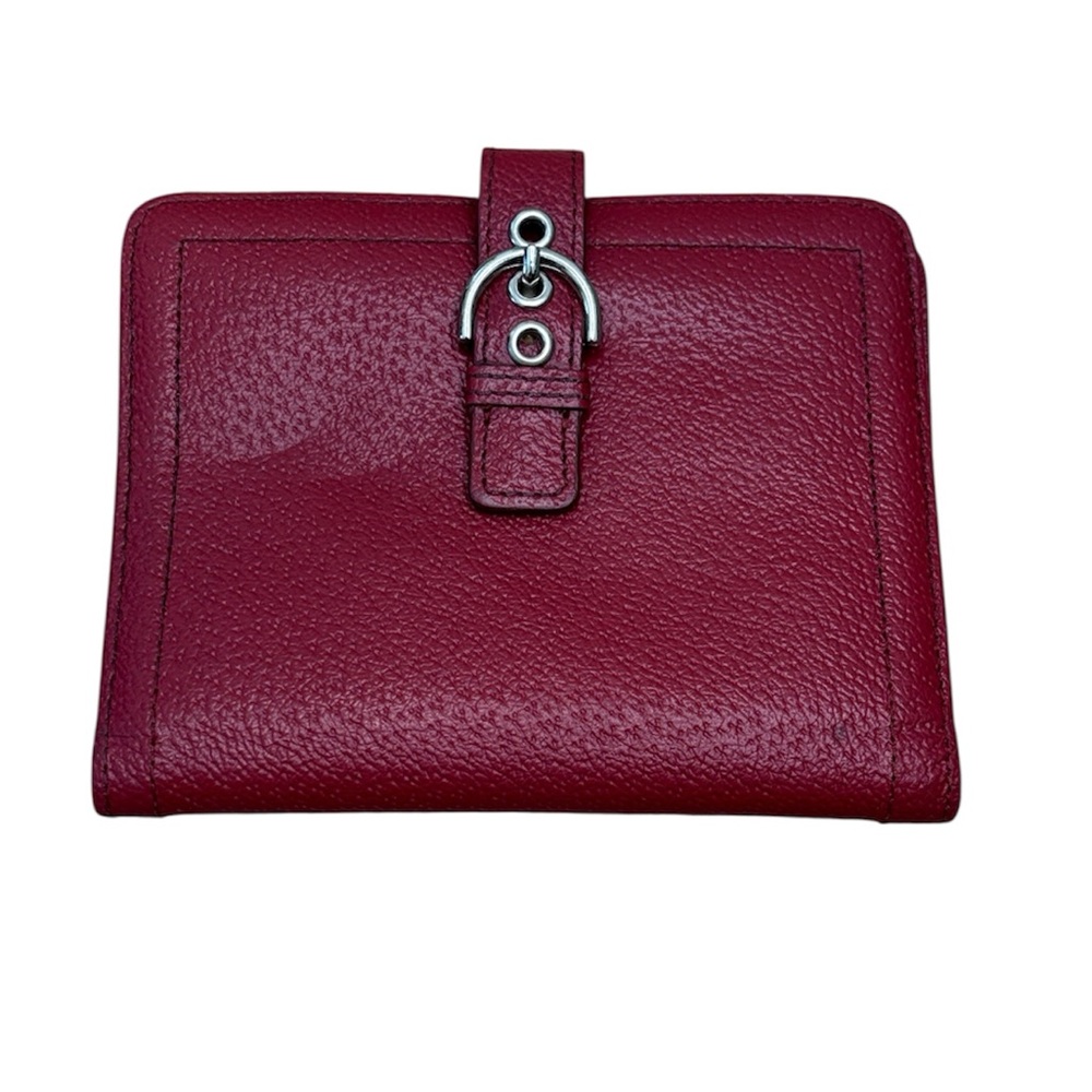 Franklin Covey Red Leather Wallet with Silver Buckle Closure